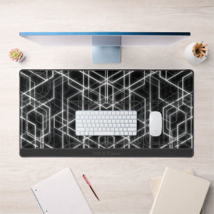 Abstract black hexagonal shapes desk organizer mat