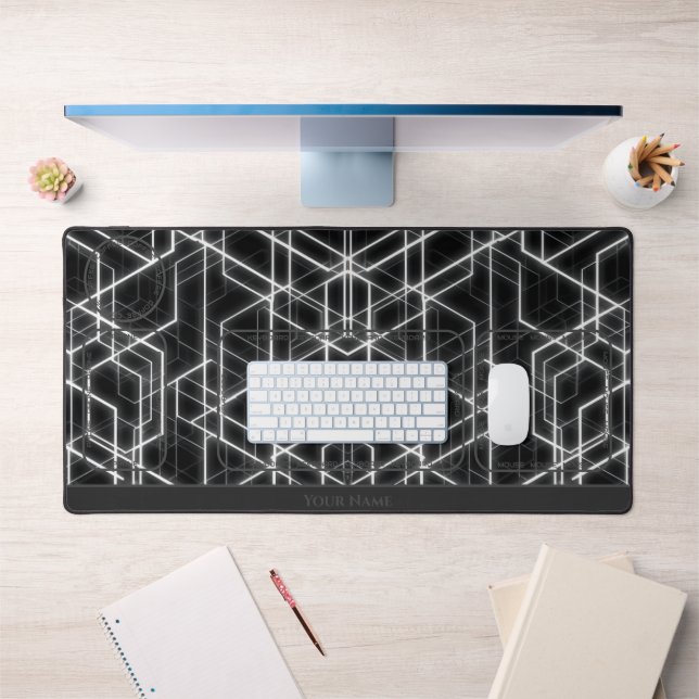 Abstract black hexagonal shapes desk organizer mat (Office 1)