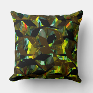 Abstract black hexagons on pixelated image throw pillow