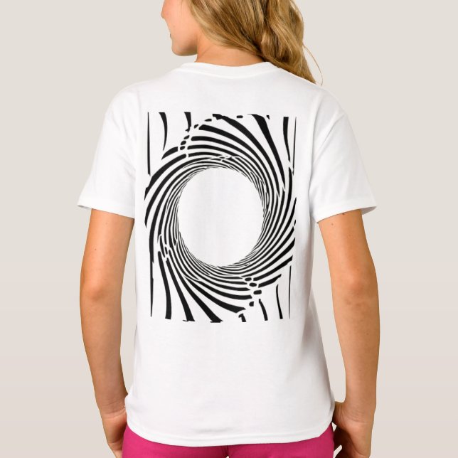 Abstract Black Hole Spiral Line Art  T-Shirt (Back)