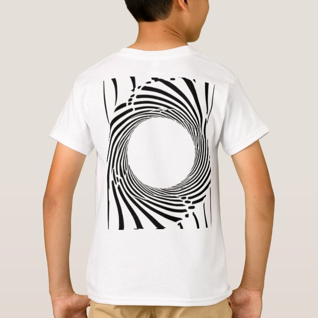 Abstract Black Hole Spiral Line Art  T-Shirt (Back)