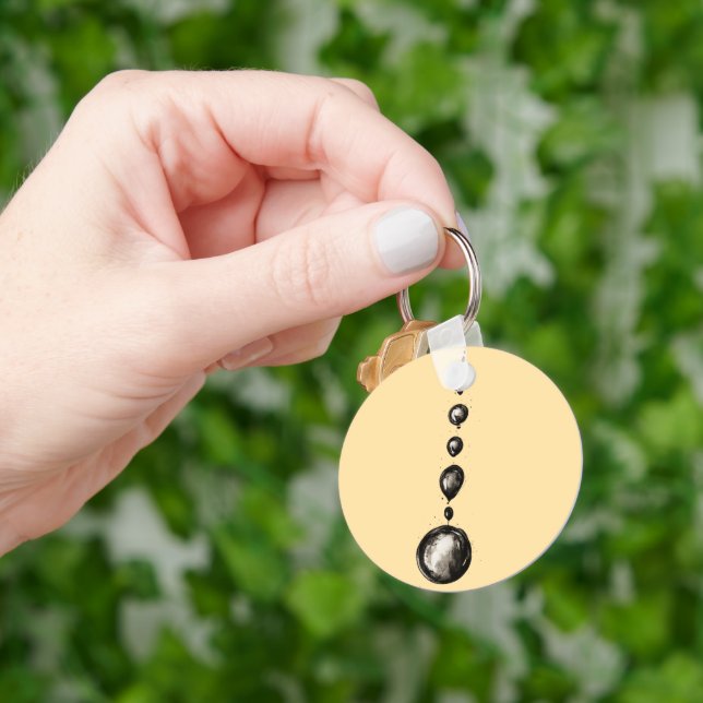 Abstract Black Ink Water Drops in Line Keychain (Hand)