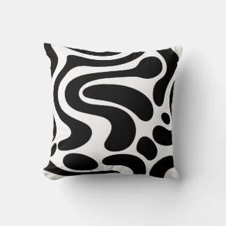 Abstract Black Liquid Shapes Seamless Pattern Throw Pillow