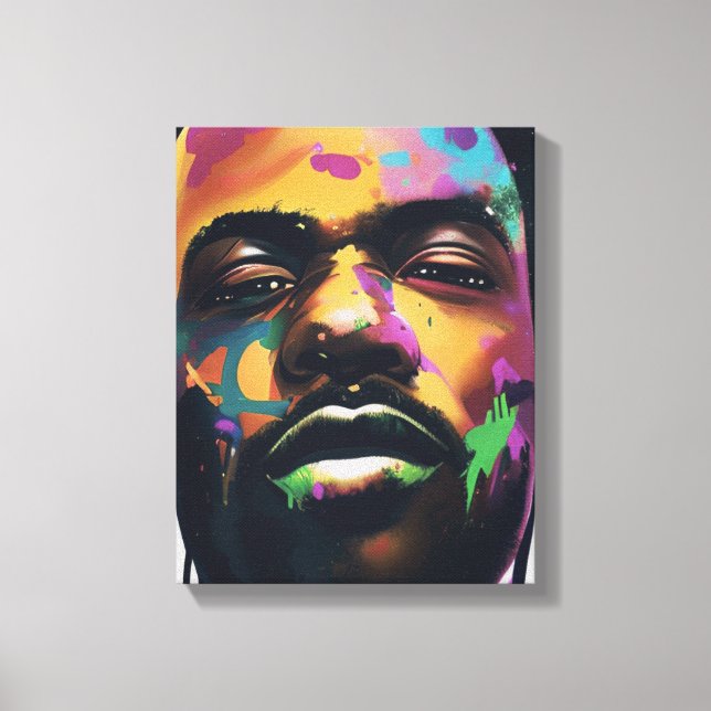 Abstract Black Male Stretched Canvas Print (Front)