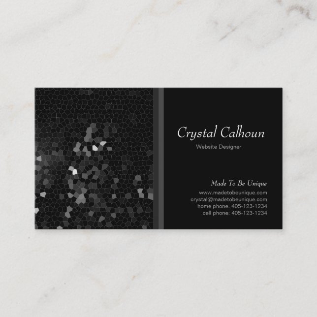 Abstract Black Mosaic Art Business Card Template (Front)