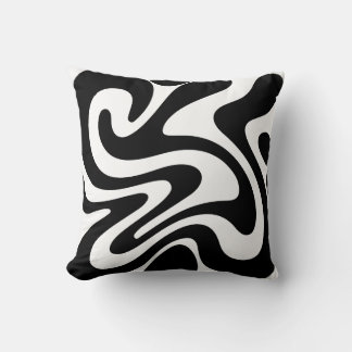 Abstract Black Organic Shapes Seamless Pattern Throw Pillow