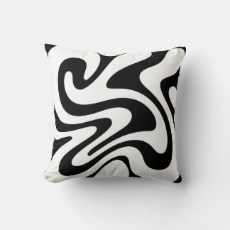 Abstract Black Organic Shapes Seamless Pattern Throw Pillow