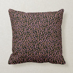 Abstract Black Pink Dot Pattern   Throw Pillow