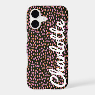 Abstract Black Pink Dots Customized Script Name