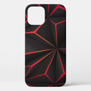 Abstract black polygon red light futuristic techno iPhone 12 case