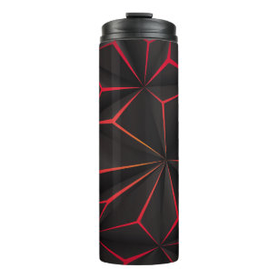 Abstract black polygon red light futuristic techno thermal tumbler