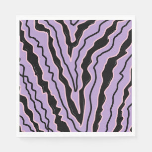 Abstract Black Purple Marble Boho Groovy Pattern Napkin