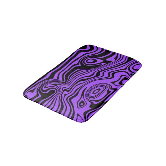 Abstract Black Purple Waves Bath Mat Choose Colour (Angled)