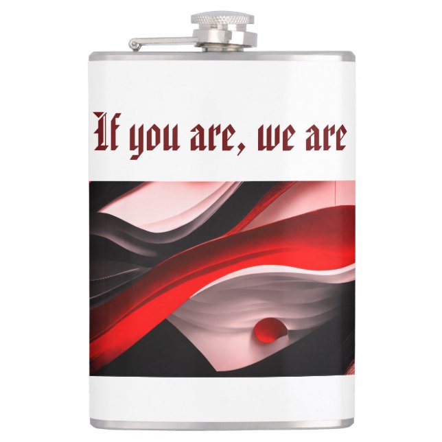 Abstract Black & Red Collection Bold Modern- 8Oz  Hip Flask (Front)