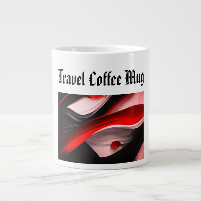 Abstract Black & Red Collection Bold Modern Desig- Large Coffee Mug (Front)