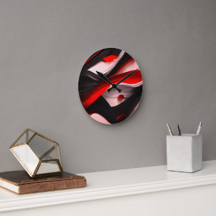 Abstract Black & Red Design Modern Elegance for -  Round Clock