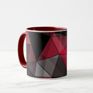 Abstract Black, red, gray geometric.  Mug