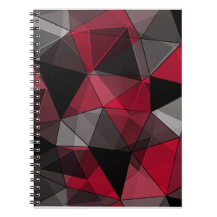 Abstract Black, red, grey geometric. Notebook