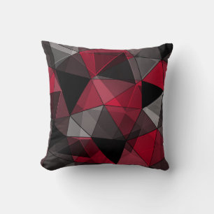 Abstract Black, red, grey geometric. Throw Pillow