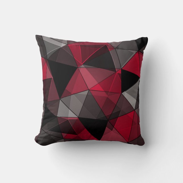 Abstract Black, red, grey geometric. Throw Pillow (Front)