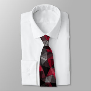 Abstract Black, red, grey geometric. Tie