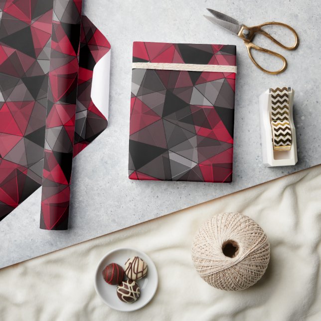 Abstract Black, red, grey geometric. Wrapping Paper (Crafts)