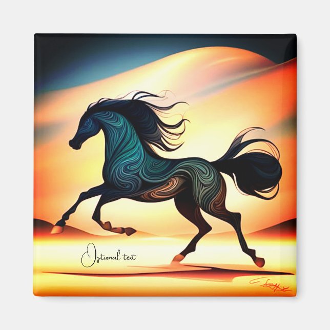 Abstract Black Stallion in Desert Magnet (Front)