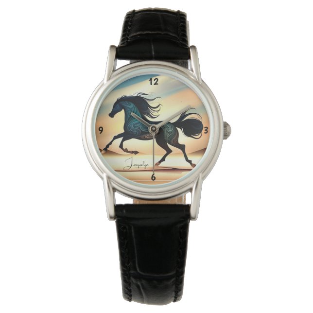 Abstract Black Stallion in Desert Watch (Front)