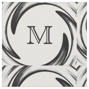 Abstract Black Swirl Monogram Fabric