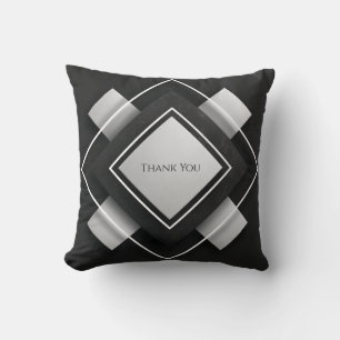 Abstract Black Textured Diamond Layered Throw Pillow