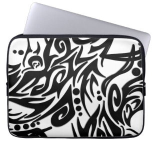 Abstract Black Tribal Laptop Sleeve
