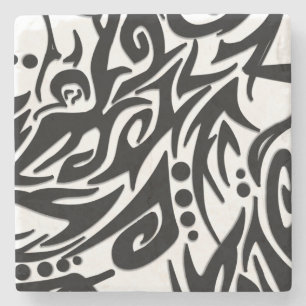 Abstract Black Tribal Stone Coaster
