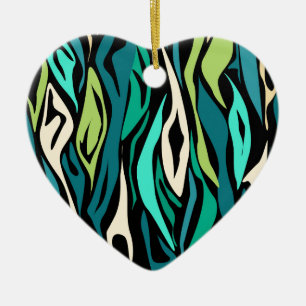 Abstract black turquoise ceramic ornament