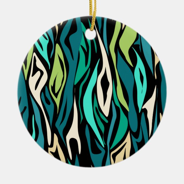 Abstract black turquoise ceramic ornament (Front)