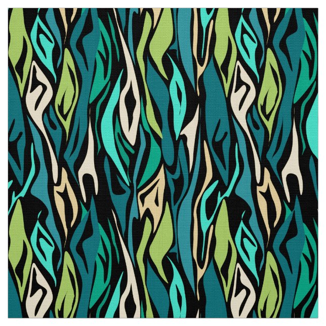 Abstract black turquoise fabric (Swatch)