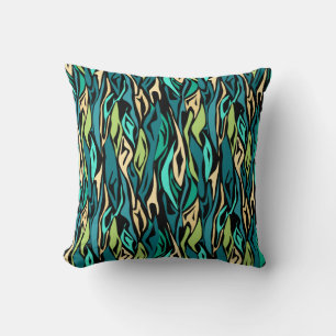 Abstract black turquoise throw pillow