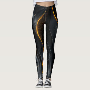 Abstract Black Wave Leggings