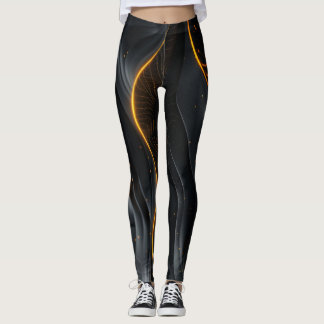 Abstract Black Wave Leggings