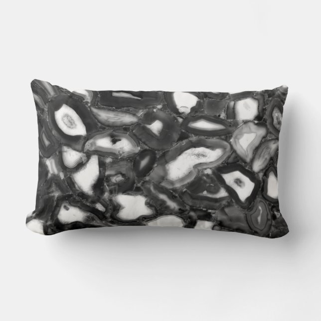 Abstract Black White agates geode  Lumbar Pillow (Front)