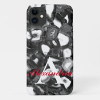 Abstract Black White agates geode monogram