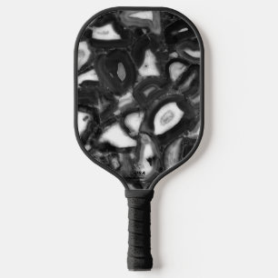 Abstract Black White agates geode  Pickleball Paddle