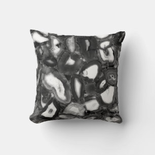 Abstract Black White agates geode  Throw Pillow
