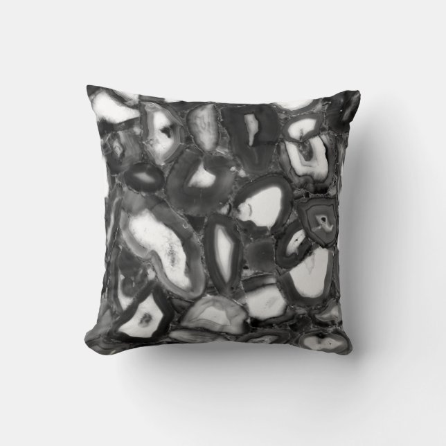 Abstract Black White agates geode  Throw Pillow (Front)