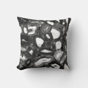Abstract Black White agates geode  Throw Pillow