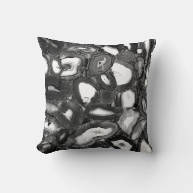 Abstract Black White agates geode  Throw Pillow (Front)