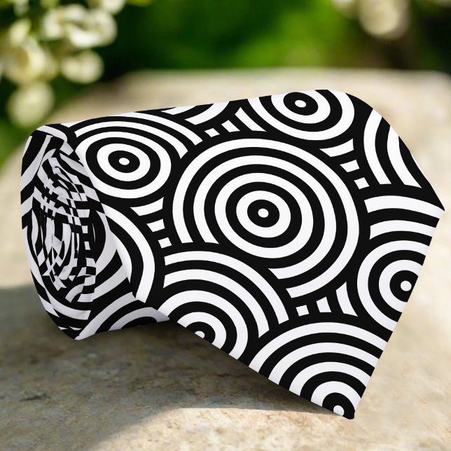 Abstract Black White Circles Lines Background Tie (Creator Uploaded)