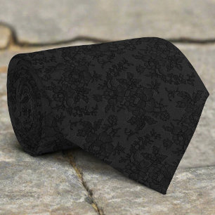 Abstract Black White Floral Repeat Design Pattern Tie