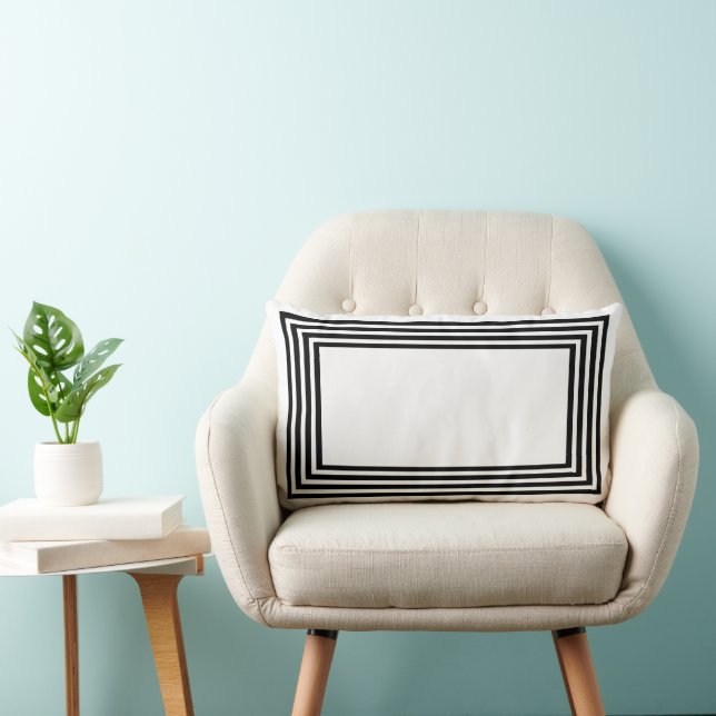 Abstract Black & White Geometrical  Lumbar Pillow (Chair)