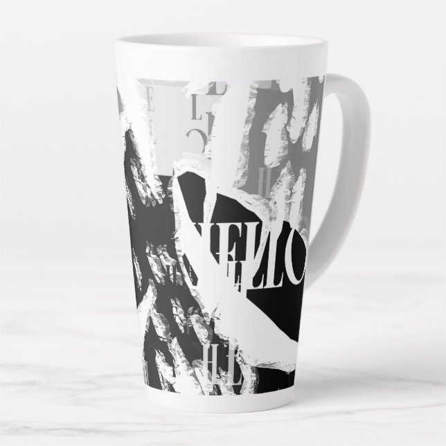 Abstract Black White Grey Latte Mug (Right Angle)