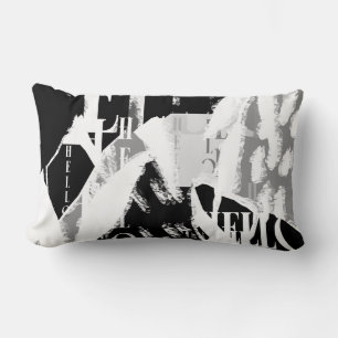 Abstract Black White Grey Lumbar Pillow